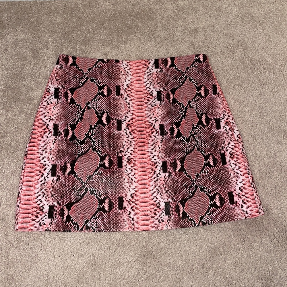 NWT- Leather pink snakeskin skirt